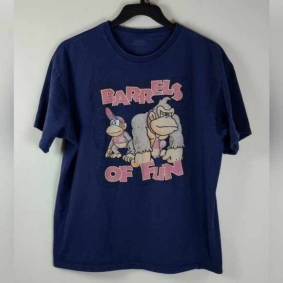 Nintendo Other - Vintage BARRELS OF FUN Donkey Kong Nintendo Graphic T-shirt Mens XL Throwback
